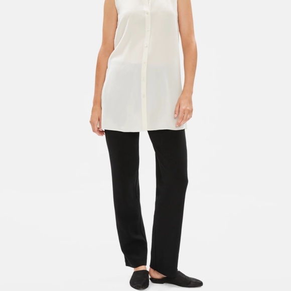Eileen Fisher Tencel Ponte Pants Black Straight Pull On Stretch Casual Sz XS - Picture 1 of 7
